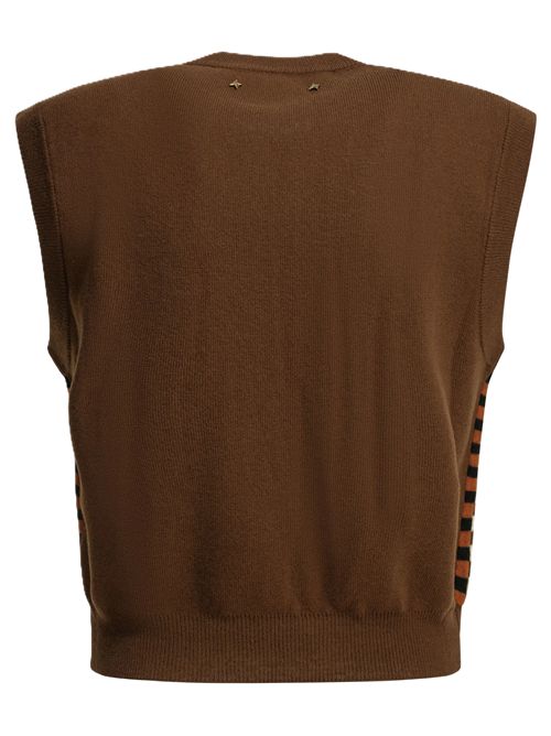 journey w's knit vest roby wool chess 3d Golden Goose | GWP02824.P002676.83442BROWN/BLACK/ORANGE/WHITE